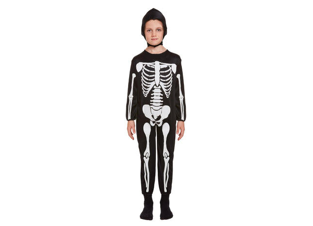Skelett-Kostüm für Kinder, mittelgroß (7–9 Jahre), gruseliges Halloween-Outfit TK Gruppe® Grosshandel 