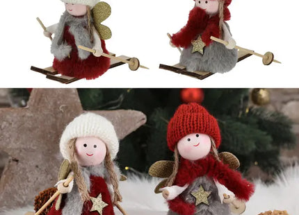 Skifahrende Engel, 2er-Set, Höhe ca. 11cm - Verspielte Weihnachtsdekoration TK Gruppe® Grosshandel 