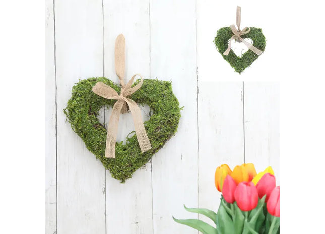 Small Moss Rabbit Door Hanger, 50cm High - Charming Easter Decor TK Gruppe® Grosshandel 