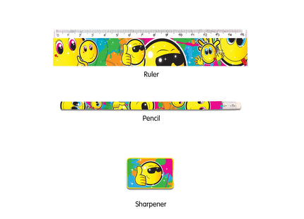 Smiley-Briefpapier-Set, 4-teilig – Fröhliche Schreibwaren für Kinder TK Gruppe® Grosshandel 