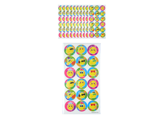 Smiley Face Aufkleber, 2,5 cm, 18 Stück Pro Blatt, Fröhliche Emoji Sticker TK Gruppe® Grosshandel 
