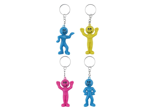 Smiley-Mann-Schlüsselanhänger 5,5 cm | 4 Designs, 3 Farben | Glücklicher Emoji-Schlüsselanhänger TK Gruppe® Grosshandel 