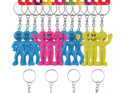 Smiley-Mann-Schlüsselanhänger 5,5 cm | 4 Versionen und 3 Farben | Glücklicher Emoji-Schlüsselanhänger TK Gruppe® Grosshandel 