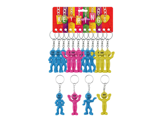 Smiley-Mann-Schlüsselanhänger 5,5 cm | 4 Versionen und 3 Farben | Glücklicher Emoji-Schlüsselanhänger TK Gruppe® Grosshandel 
