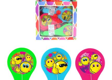 Smiley-Schläger und Ball-Set, 12 cm, 3 Designs, 3 Farben, Outdoor-Spielzeug für Kinder TK Gruppe® Grosshandel 