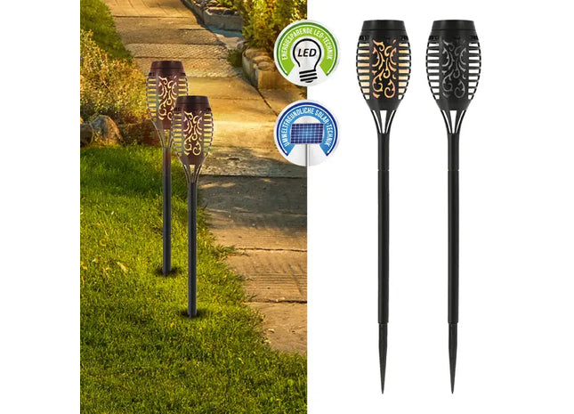 Solar LED Fackel mit Flammeneffekt, 50cm Hohe Gartenbeleuchtung TK Gruppe® Grosshandel 