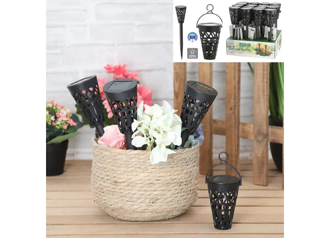 Solar-LED-Gartenstecker, kegelförmig, 2-in-1-Funktion, ca. 37 cm hoch TK Gruppe® Grosshandel 