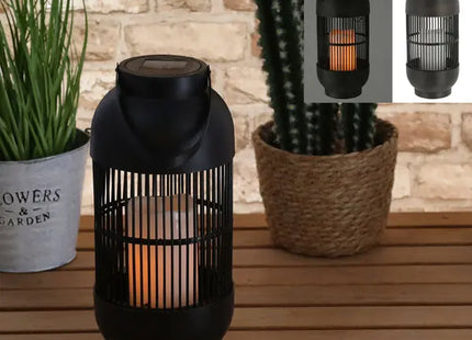 Solar-LED-Laterne, Schwarz mit Gitterdesign, 33cm Hoch, Außenleuchte TK Gruppe® Grosshandel 