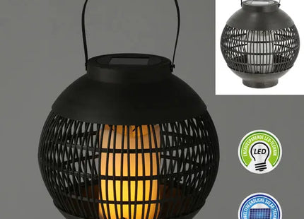 Solar LED Laterne, Schwarz mit Gittermuster, 23cm Hoch, Außenbeleuchtung TK Gruppe® Grosshandel 