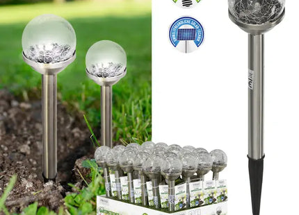 Solar LED Wegleuchte Crackle Glas, 6cm Durchmesser - Kompakte und effiziente Außenbeleuchtung TK Gruppe® Grosshandel 