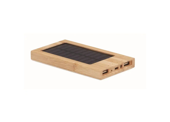 Solar-Powerbank 4000 mAh ARENA SOLAR - Holz Tragbare, Umweltfreundliche Ladestation TK Gruppe® Grosshandel 