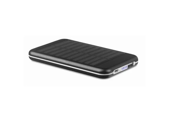 Solar Powerbank 4000 mAh SOLARFLAT - Schwarz Tragbare, Umweltfreundliche Ladestation TK Gruppe® Grosshandel 
