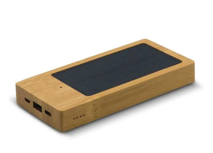 Solar Powerbank 8.000mAh Bambus-Holz, umweltfreundlicher Akku, tragbare Ladestation, nachhaltiges Design TK Gruppe® Grosshandel 