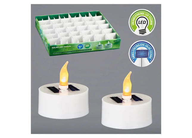Solar-Teelicht, 5,5 cm Durchmesser, 36 Tage Laufzeit – Umweltfreundlich TK Gruppe® Grosshandel 