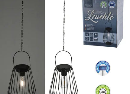 Solarbetriebene LED-Lampe mit Stangen - Schwarz, Hängevorrichtung, ca. 70cmH: Effiziente Außenbeleuchtung TK Gruppe® Grosshandel 