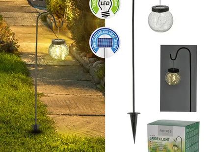 Solarleuchte mit Crackle-Glaskugel auf Stab, 70cm Hoch, Außendekoration TK Gruppe® Grosshandel 