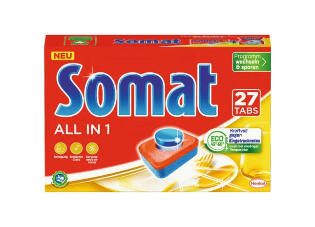 Somat All-in-1 Dishwasher Tabs, 27 Count - Complete Cleaning Power for Dishes TK Gruppe® Grosshandel 
