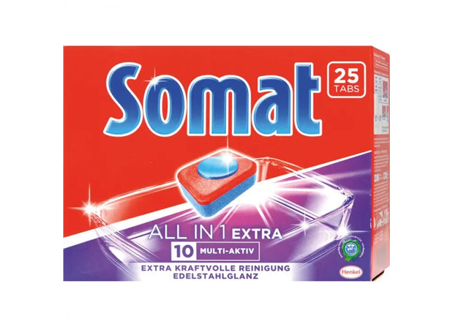 Somat All in One Extra Dishwasher Tabs 25 Pack - Powerful Cleaning for Sparkling Dishes and Glassware TK Gruppe® Grosshandel 