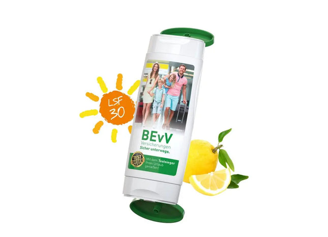 Sonnen- & Hygiene-Duo: Sonnenmilch LSF 30 und Reinigungsgel - Body Label TK Gruppe® Grosshandel 