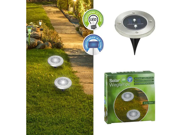 Sonnenbetriebene LED Pfadlampe, Bodenspieß ca. 12cm Durchmesser TK Gruppe® Grosshandel 