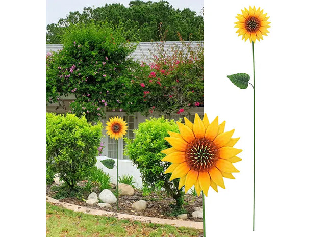 Sonnenblume Gartenstecker - Leuchtende Deko, ca. 100 cm hoch TK Gruppe® Grosshandel 