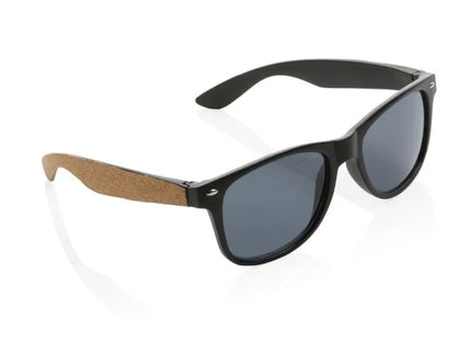 Sonnenbrille aus GRS recyceltem PC-Kunststoff & Kork - nachhaltig, schwarz, UV-Schutz TK Gruppe® Grosshandel 