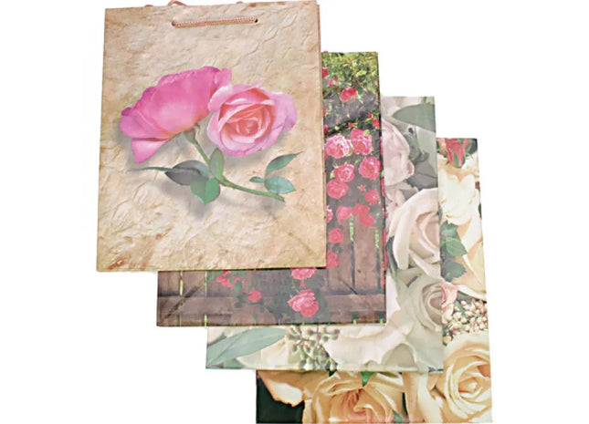 Sortiment Mittelgroße Rosen-Geschenktüten, 4er-Set, 23x18x8cm - Perfekt für verschiedene Anlässe TK Gruppe® Grosshandel 