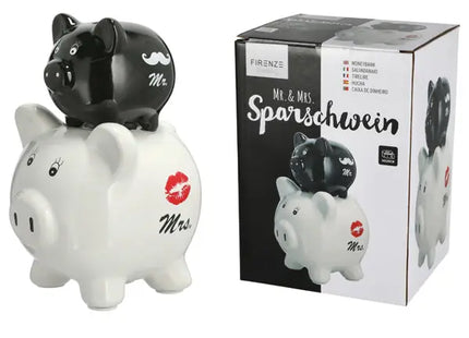Sparbüchse für Paare, ca. 20cmH - Niedliches Schweinchen für gemeinsame Finanzziele TK Gruppe® Grosshandel 