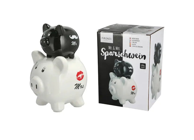 Sparbüchse für Paare, ca. 20cmH - Niedliches Schweinchen für gemeinsame Finanzziele TK Gruppe® Grosshandel 