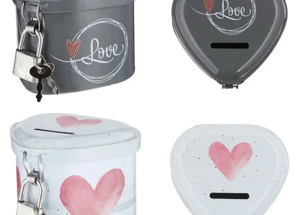 Spardose Love 2er-Set mit Schloss | Romantische Sparbüchsen für Paare TK Gruppe® Grosshandel 