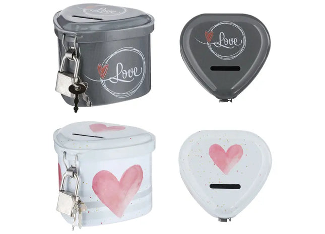 Spardose Love 2er-Set mit Schloss | Romantische Sparbüchsen für Paare TK Gruppe® Grosshandel 