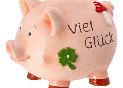 Spardose Sparschwein – Viel Glück, ca. 14cm Breite, Glücksbringer, Geldgeschenk Idee TK Gruppe® Grosshandel 