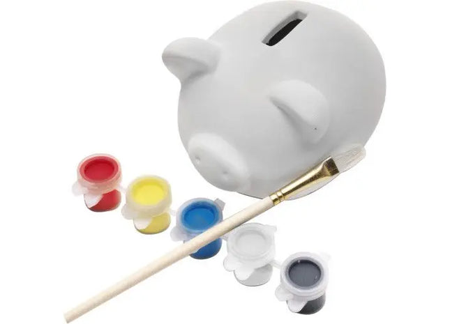 Sparschwein aus Gips Monika - weiß, DIY Sparschwein zum Bemalen TK Gruppe® Grosshandel 