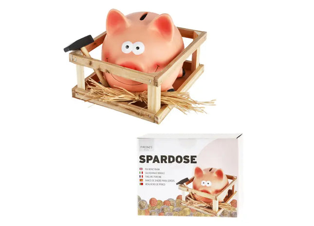 Sparschwein im Stall-Design, ca. 14x12 cm – Originelle & Nützliche Spardose TK Gruppe® Grosshandel 