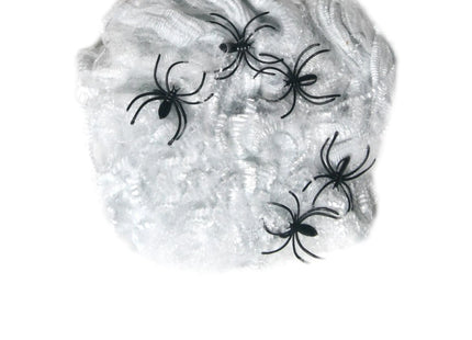 Spinnennetz 40G Weiß mit 5 Spinnen - Ideal für Halloween-Dekoration TK Gruppe® Grosshandel 