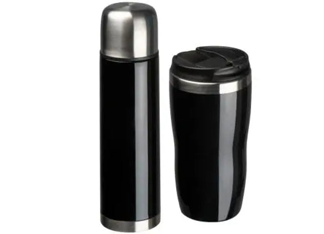 Split Set aus Isolierflasche und -becher, Schwarz TK Gruppe® Grosshandel 
