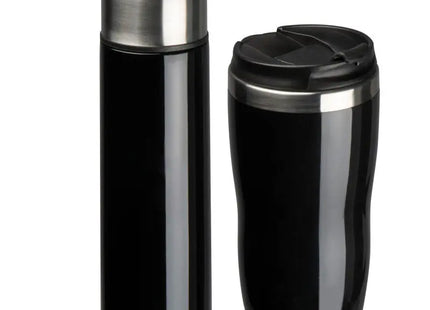 Split Set: Isolierflasche & -becher in Schwarz – Elegant & Praktisch für Unterwegs TK Gruppe® Grosshandel 