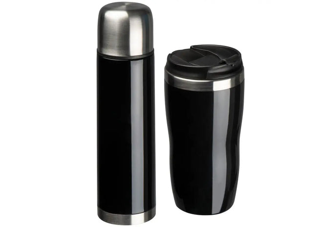 Split Set: Isolierflasche & -becher in Schwarz – Elegant & Praktisch für Unterwegs TK Gruppe® Grosshandel 