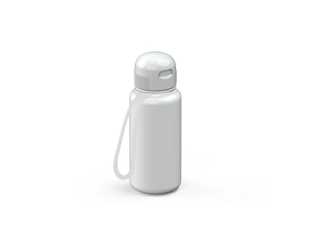 Sports Trinkflasche 400ml mit Riemen, Weiß & Transparent TK Gruppe® Grosshandel 