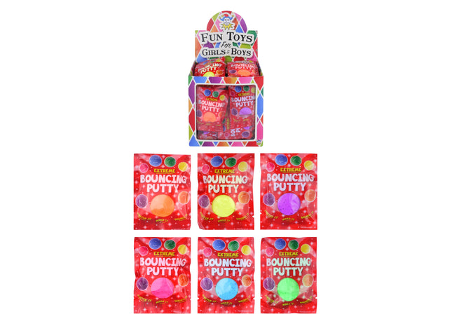 Springknete, 5G Tüte, 6 verschiedene Farben, Dehnbares und Hüpfendes Spielzeug für Kinder TK Gruppe® Grosshandel 