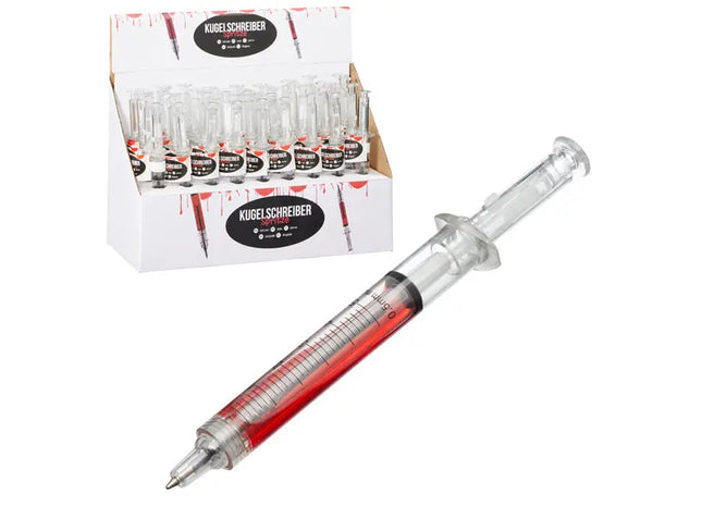 Spritzen-Kugelschreiber, 36 Stück im Display – Originelle Schreibgeräte TK Gruppe® Grosshandel 