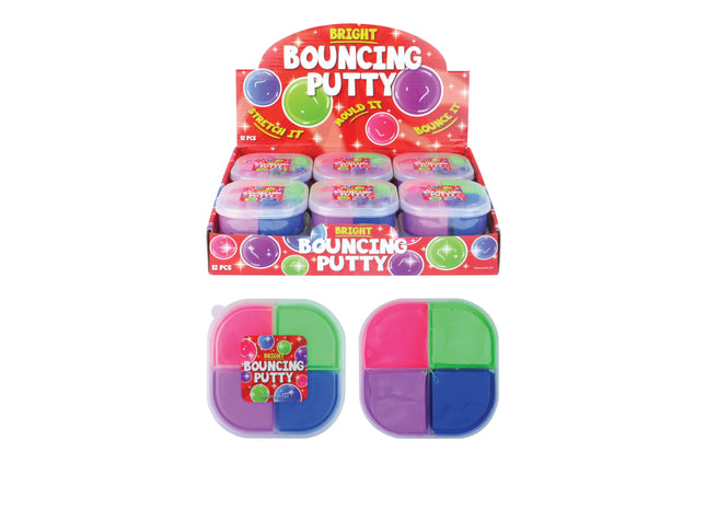 Sprungknete in 4-Farben-Dose, 60 g, 8,5 cm x 3,3 cm – mehrfarbiger, lustiger Knete für Kinder TK Gruppe® Grosshandel 