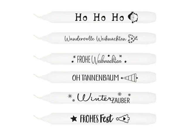 Stabkerzen Weihnachten, 2 Designs, 6er-Pack - Festliche Beleuchtung TK Gruppe® Grosshandel 