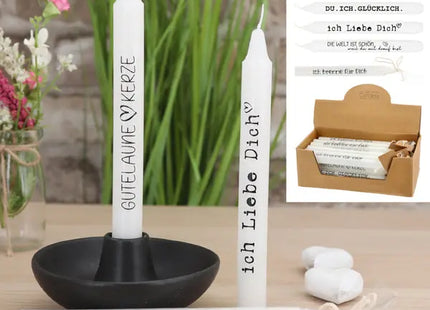 Stabkerzen mit inspirierenden Sprüchen, 19x2 cm, 6er-Set - Dekoratives Lichtelement TK Gruppe® Grosshandel 