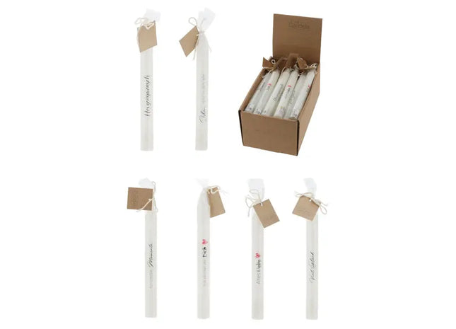 Stabkerzen mit inspirierenden Sprüchen, 19x2 cm, 6er-Set – Stilvoll & Motivierend TK Gruppe® Grosshandel 