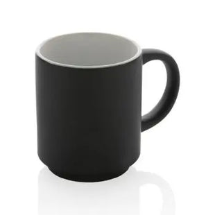 Stapelbare Keramiktasse - Schwarz, Platzsparender Becher, Hochwertig, Spülmaschinenfest, Elegantes Design TK Gruppe® Grosshandel 