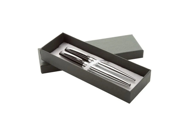 Station Kugelschreiber-Set - Silber - Schwarz - Hochwertiges Schreibset für Komfortables Schreiben TK Gruppe® Grosshandel 