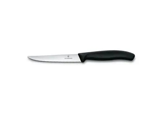 Steak- und Pizzamesser 11cm mit Wellenschliff in Schwarz - Schnittgenauigkeit TK Gruppe® Grosshandel 