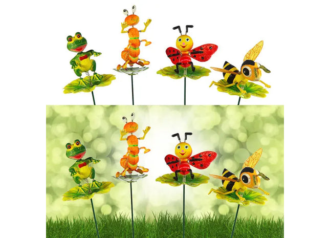 Stecker Tierfiguren auf Laub - 4er Set, sortierte Motive TK Gruppe® Grosshandel 