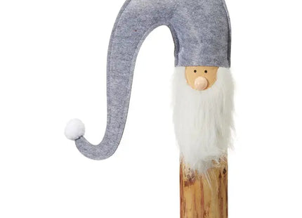 Stehender Wichtel aus Filz auf grauem Holzstamm, 58cm, Rustikale Dekofigur TK Gruppe® Grosshandel 